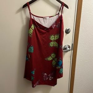 Maroon blouse tank top with butterflies